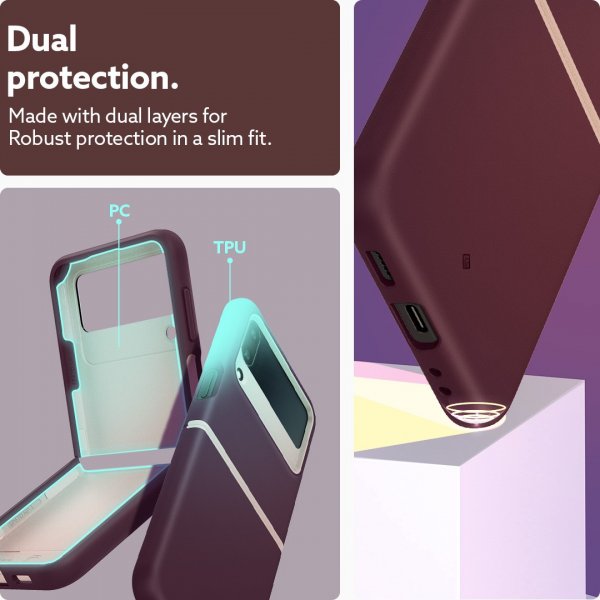 Caseology Samsung Galaxy Z Flip 4 -suojakuori Nano Pop Burgundy Bean