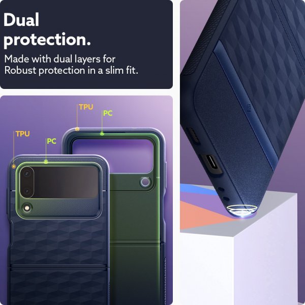 Caseology Samsung Galaxy Z Flip 4 -kuori, Parallax Midnight Blue