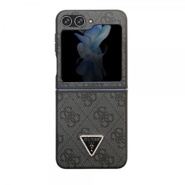 Guess Samsung Galaxy Z Flip 5 Kuori 4G Metal Triangle Strass Musta