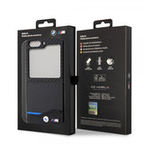 BMW Samsung Galaxy Z Flip 5 Kuoret, hiilikuitujäljitelmä, metallilogo, musta