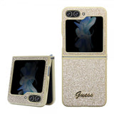 Guess Samsung Galaxy Z Flip 5 Kuori Glitter Flakes Metallilogo Kulta
