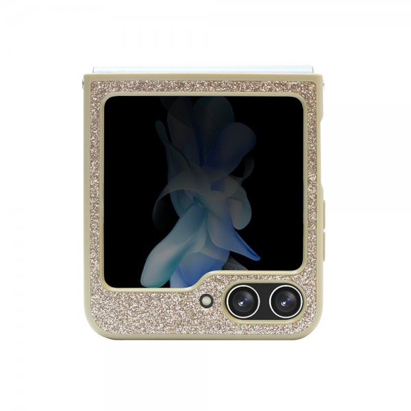 Guess Samsung Galaxy Z Flip 5 Kuori Glitter Flakes Metallilogo Kulta