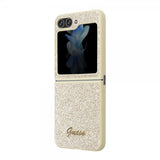 Guess Samsung Galaxy Z Flip 5 Kuori Glitter Flakes Metallilogo Kulta