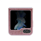Guess Samsung Galaxy Z Flip 5 Suojakuori Glitterhiutaleita Metalli Logo Roosa