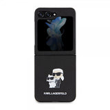Karl Lagerfeld Samsung Galaxy Z Flip 5 Suojakuori NFT Karl & Choupette Pin Saffiano Musta