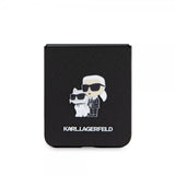 Karl Lagerfeld Samsung Galaxy Z Flip 5 Suojakuori NFT Karl & Choupette Pin Saffiano Musta
