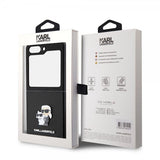 Karl Lagerfeld Samsung Galaxy Z Flip 5 Suojakuori NFT Karl & Choupette Pin Saffiano Musta