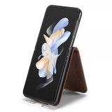 Lc.Imeeke Samsung Galaxy Z Flip 6/Flip 7 FE suojakuori korttipaikalla, taitettava, tummanruskea