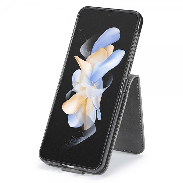 Lc.Imeeke Samsung Galaxy Z Flip 6/Flip 7 FE Suojakuori Korttipaikalla Jalustatoiminto Harmaa