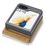 Lc.Imeeke Samsung Galaxy Z Flip 6/Flip 7 FE Kotelo korttipaikalla, jalustatoiminto, vaaleanruskea