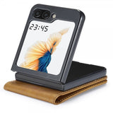 Lc.Imeeke Samsung Galaxy Z Flip 6/Flip 7 FE Kotelo korttipaikalla, jalustatoiminto, vaaleanruskea
