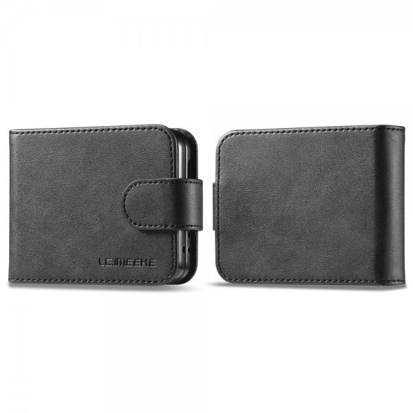 Lc.Imeeke Samsung Galaxy Z Flip 6/Flip 7 FE suojakotelo, jossa korttipaikka ja jalustatoiminto, musta