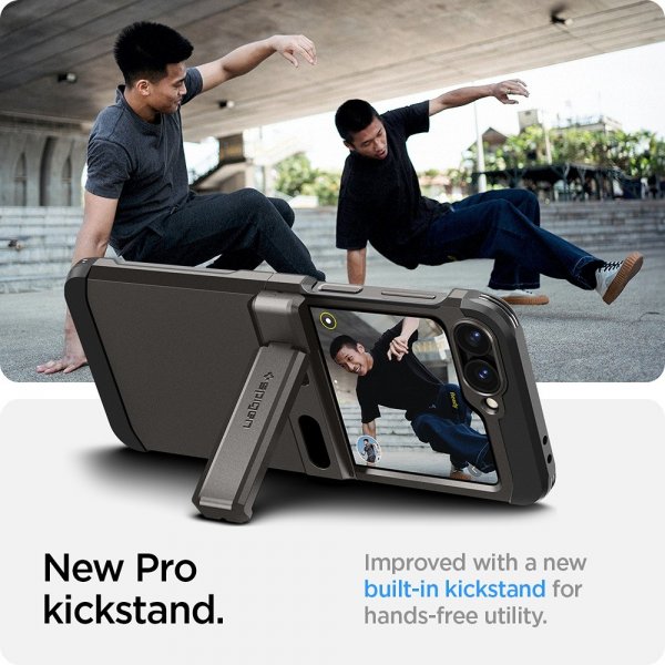 Spigen Samsung Galaxy Z Flip 6/Galaxy Z Flip 7 FE -suojakuori Tough Armor Pro Gunmetal