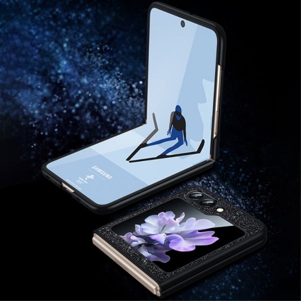 Sulada Samsung Galaxy Z Flip 6/Flip 7 FE Kuori Glitter Musta