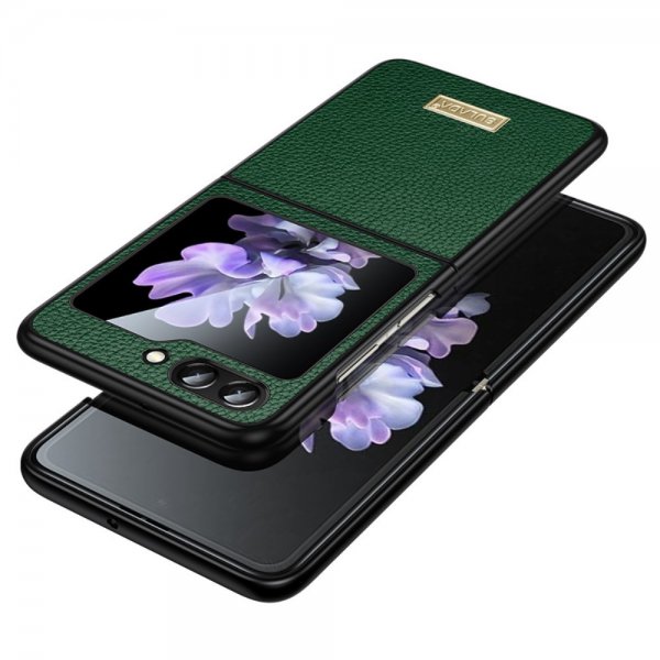 Sulada Samsung Galaxy Z Flip 6/Flip 7 FE kuori litsikuvioitu, vihreä