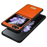 Sulada Samsung Galaxy Z Flip 6/Flip 7 FE kuori litsikuvioitu oranssi