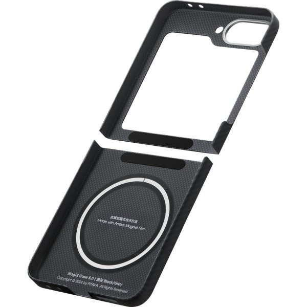 Pitaka Samsung Galaxy Z Flip 6 -suojakuori MagEZ Case 5, musta/harmaa toimikangas
