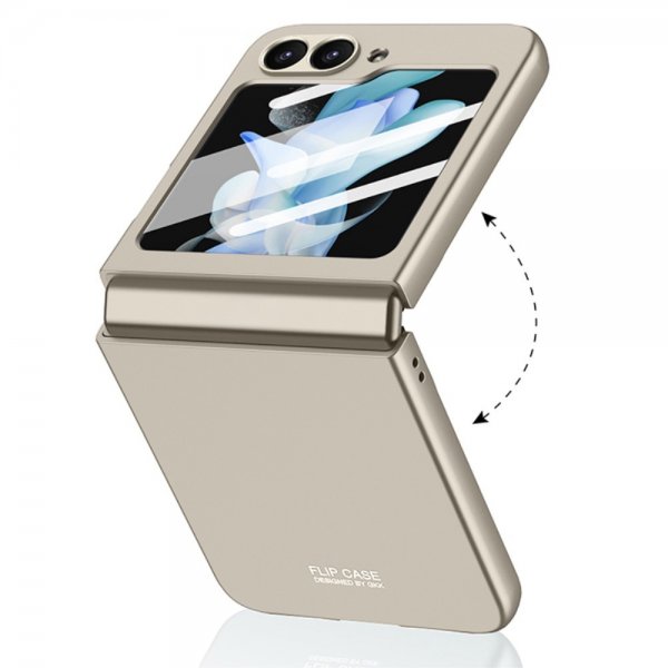 GKK Samsung Galaxy Z Flip 6/Flip 7 FE kuori lasisuojalla, harmaa