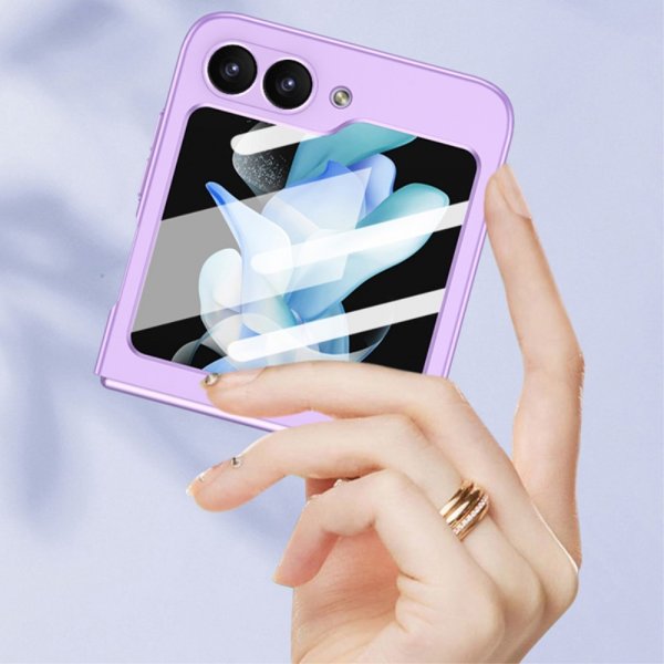 GKK Samsung Galaxy Z Flip 6/Flip 7 FE Kuoret lasisuojalla violetti