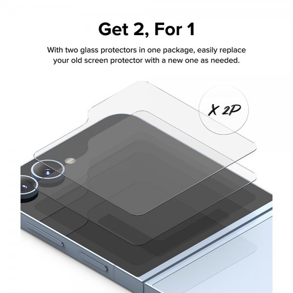 Ringke Samsung Galaxy Z Flip 6/Flip 7 FE Näytönsuoja Cover Display Protector Glass 2-pakkaus