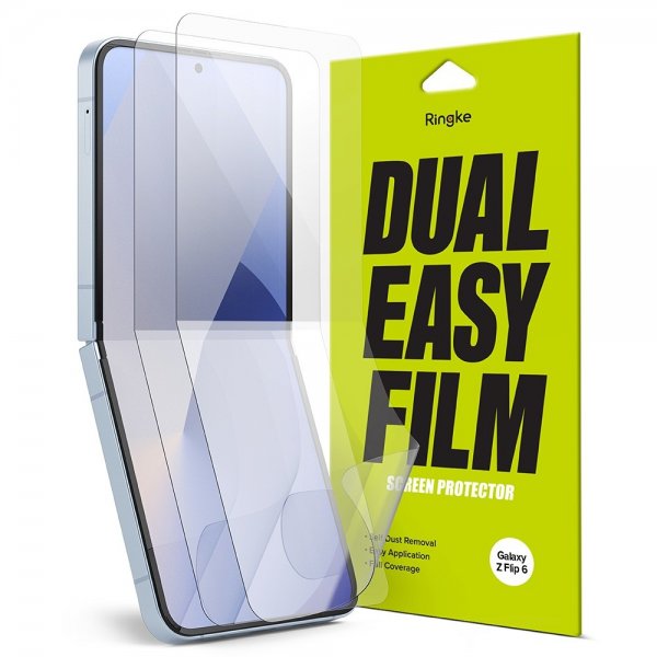 Ringke Samsung Galaxy Z Flip 6/Flip 7 FE -näytönsuoja, Dual Easy Film, 2-pakkaus