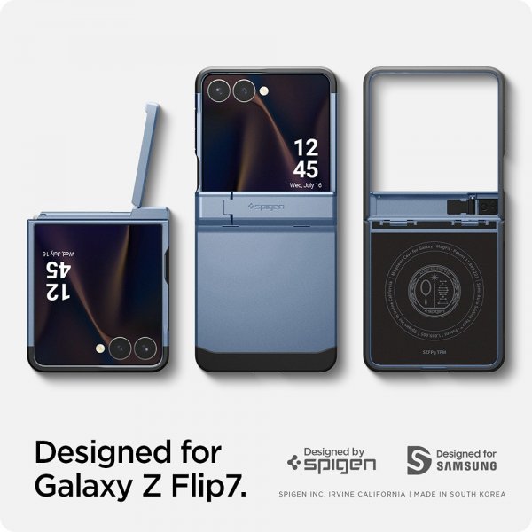 Spigen Samsung Galaxy Z Flip 7 -suojakuori, Tough Armor Pro MagFit, Sierra Blue