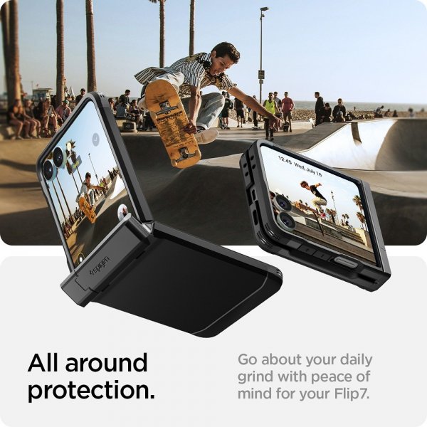 Spigen Samsung Galaxy Z Flip 7 Kuori Tough Armor Pro MagFit Musta