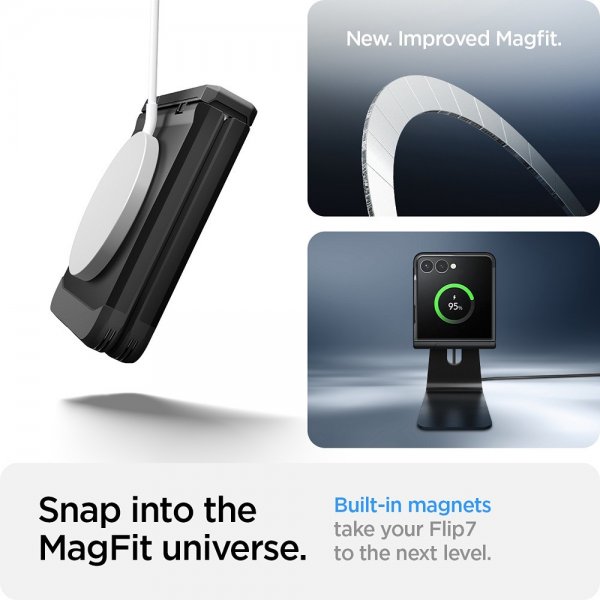 Spigen Samsung Galaxy Z Flip 7 Kuori Tough Armor Pro MagFit Musta
