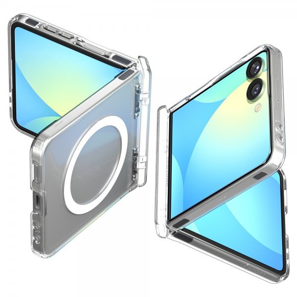 Spigen Samsung Galaxy Z Flip 7 Kuori Ultra Hybrid Pro MagFit Kirkas Valkoinen