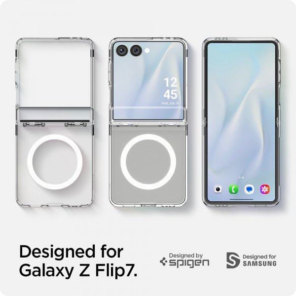 Spigen Samsung Galaxy Z Flip 7 Kuori Ultra Hybrid Pro MagFit Kirkas Valkoinen