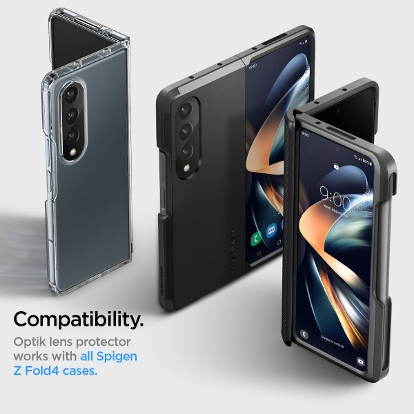 Spigen Samsung Galaxy Z Fold 4 Kameran suojalasi Glas.tR Optik 2-pakkaus, musta
