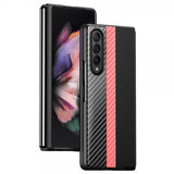 Samsung Galaxy Z Fold 4 Kuori Hiilikuitutekstuuri Raita Pinkki