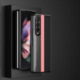 Samsung Galaxy Z Fold 4 Kuori Hiilikuitutekstuuri Raita Pinkki