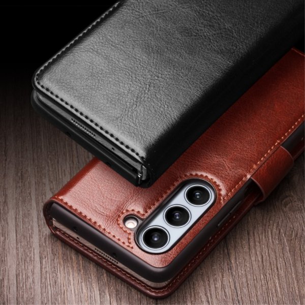 Qialino Samsung Galaxy Z Fold 5 Kotelo Aitoa Nahkaa Musta