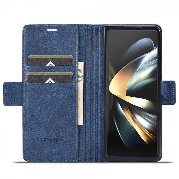 Lc.Imeeke Samsung Galaxy Z Fold 5 Kotelo Korttipaikalla Flip Sininen
