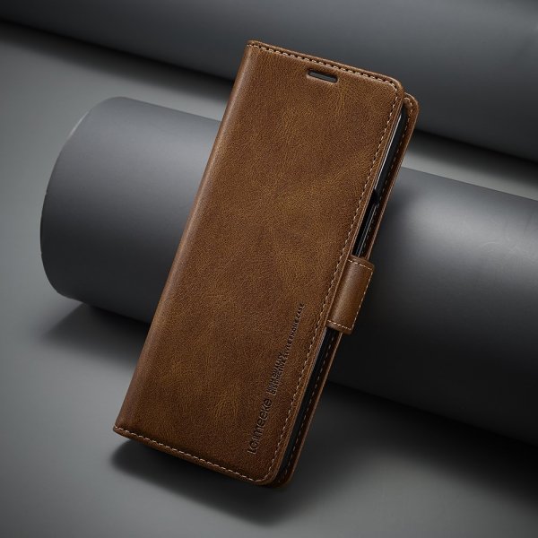 Lc.Imeeke Samsung Galaxy Z Fold 5 -kotelo korttipaikalla, läppämalli, ruskea