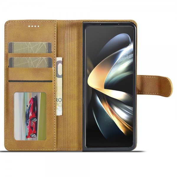 Lc.Imeeke Samsung Galaxy Z Fold 5 -kotelo korttipaikalla, vaaleanruskea