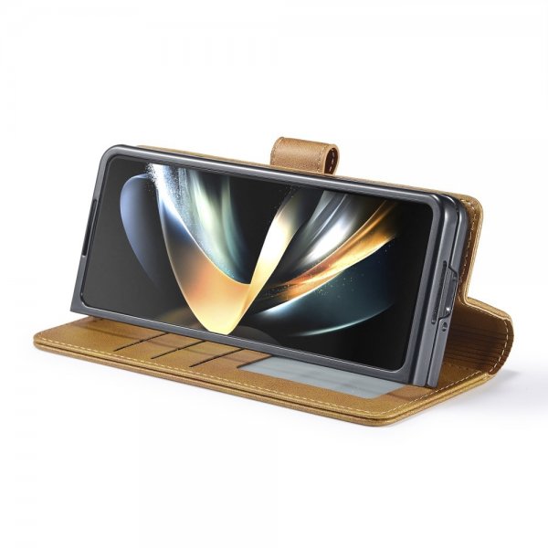 Lc.Imeeke Samsung Galaxy Z Fold 5 -kotelo korttipaikalla, vaaleanruskea