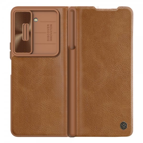 Nillkin Samsung Galaxy Z Fold 5 -suojakotelo Qin Pro -sarja Ruskea