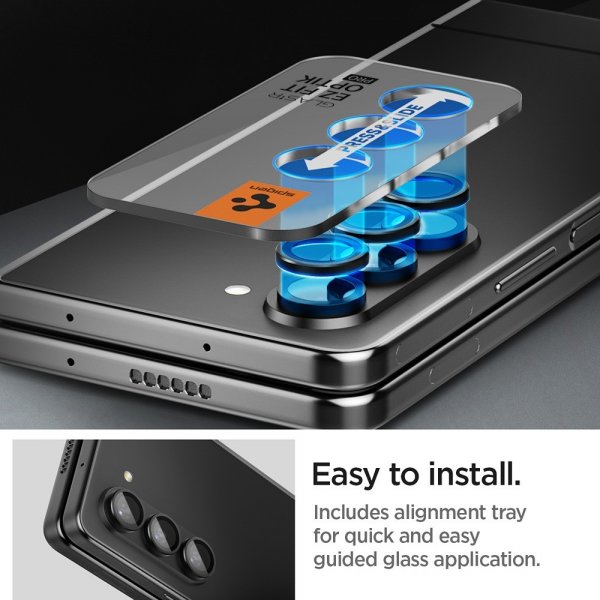 Spigen Samsung Galaxy Z Fold 5 kameransuojus GLAS.tR EZ Fit Optik Pro 2-pakkaus Musta
