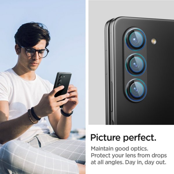 Spigen Samsung Galaxy Z Fold 5 kameransuojus GLAS.tR EZ Fit Optik Pro 2-pakkaus Musta