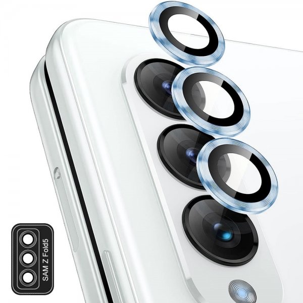 Enkay Samsung Galaxy Z Fold 5 -kamerasuojus karkaistua lasia ja alumiinia, sininen