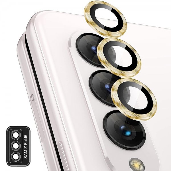 Enkay Samsung Galaxy Z Fold 5 Kamerasuojus karkaistua lasia alumiinia kulta