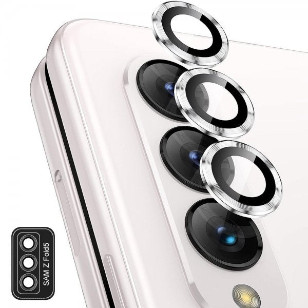 Enkay Samsung Galaxy Z Fold 5 Kameran Suojalasi Karkaistu Lasi Alumiini Hopea