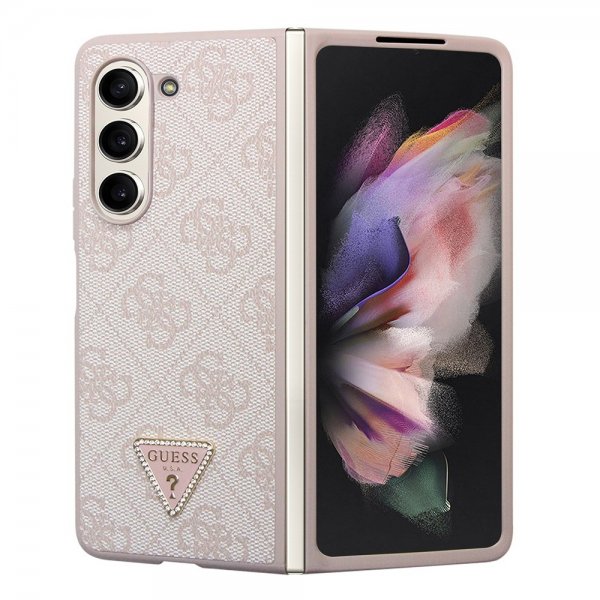 Guess Samsung Galaxy Z Fold 5 -kuoret 4G Metal Triangle Strass Pink