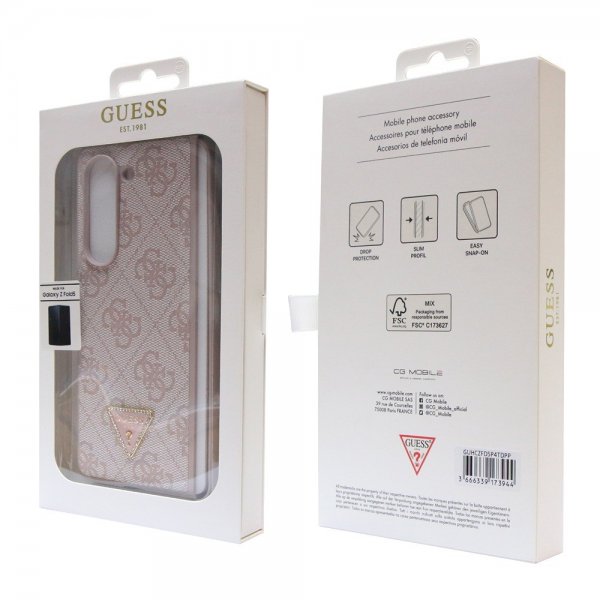Guess Samsung Galaxy Z Fold 5 -kuoret 4G Metal Triangle Strass Pink
