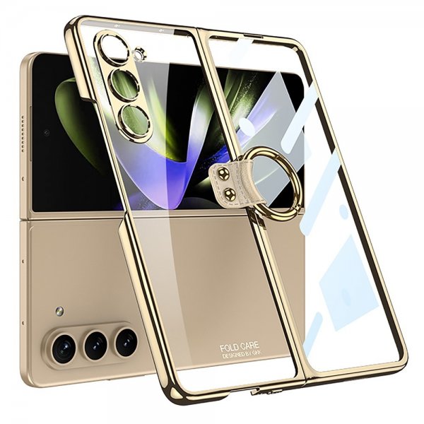 GKK Samsung Galaxy Z Fold 5 -kuori sormuspidikkeellä, kulta
