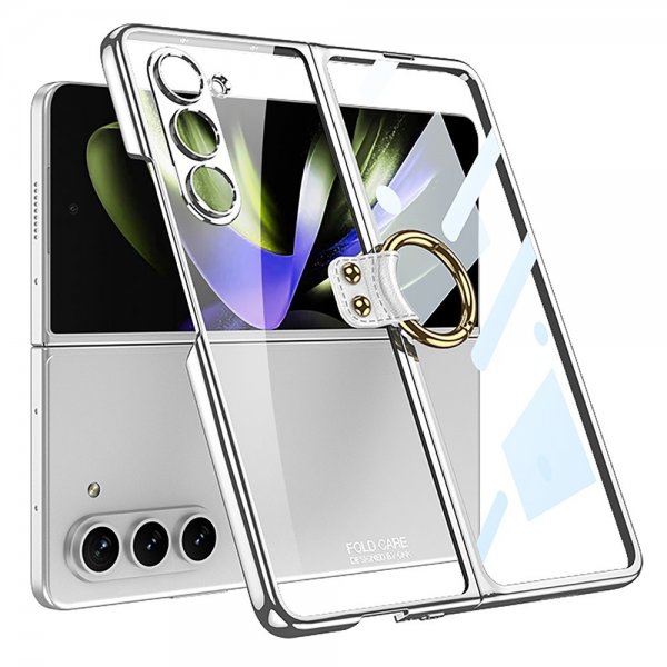 GKK Samsung Galaxy Z Fold 5 -kuori sormirenkaalla, hopea