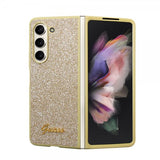 Guess Samsung Galaxy Z Fold 5 Kuoret Glitterhiutaleet Metallilogo Kulta