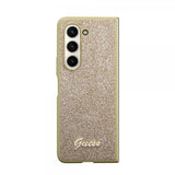 Guess Samsung Galaxy Z Fold 5 Kuoret Glitterhiutaleet Metallilogo Kulta